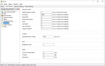 Advanced Menu in Slic3r