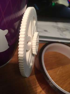Compound gear with 2mm spacer assembled in 123D
