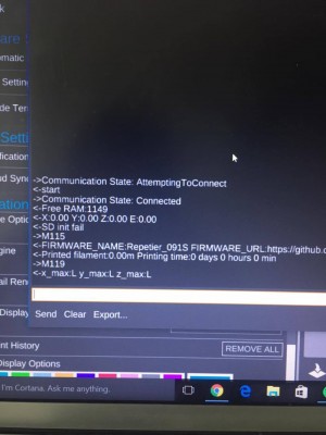 Sending m119 command through