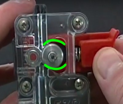 I dremeled out the flatter edges of the red button to make it more like a circle.