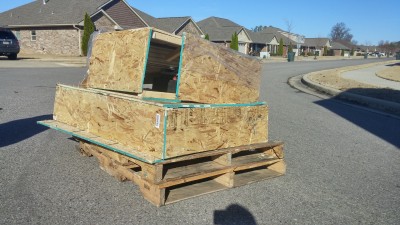 The crates were supposed to each be on their own pallet. Instead this showed up and was refused.