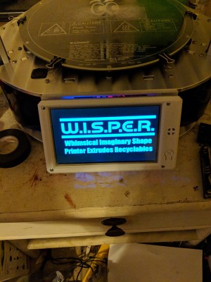 IMG_20181222_095952.jpg (4.3 MiB) Viewed 11605 times For anyone who was unfamiliar with why my printer is named "W.I.S.P.E.R.", I placed a helpful reminder on the boot screen of the PanelDue 7i.