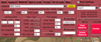 material settings yellow abs