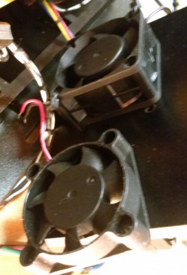 New RAMBo cooling fan, with original fan in foreground