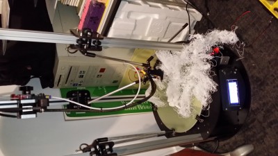 Nozzle hooked on a ridge and pulled the mag arms off the effector.  Ran for about 7hrs.