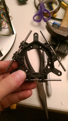 Axels in! (I used a micrometer to center them.)